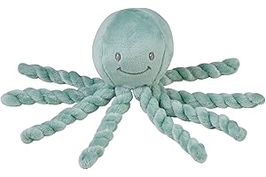 Nattou Peluche Poulpe, Compagnon de Route dès la Naissance, 7,5 cm, Polyester, Lapidou, Turquoise