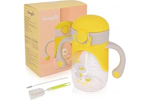Bunnytoo Baby Trainer Cup Trinklernbecher-280ml,Schnabeltasse Baby ab 12 Monaten,Baby Trinkbecker,Baby Lernbecher Langlebig Und Hygienisch,Auslaufsicherer Silikonauslauf Trinkbecher, Bpa-Frei-Gelb