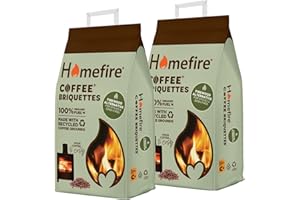 Homefire Coffee Briquettes for Wood Burners, Fire Pits, Chimineas and Multi-fuel Stoves, Made Using Recycled Materials 7 kg (Pack of 2)