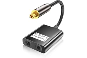 SOUNDFAM Toslink Splitter 1 Eingang 2 Ausgänge Optisches Kabel Adapter für TV, DVD, Soundbar - Schwarz