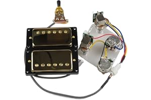 HUAZHIMEI Pickup per Chitarra Pickups Humbucker Neck E Bridge Pickup 4C Cablaggio Cablaggio Push-Pull Set Singolo Taglio per Chitarra Epiphone Gibson Pickup per Chitarra elettrica (Color : Gold Black Frame)