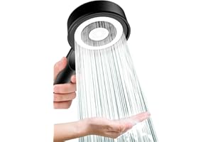 Givenme Soffione Doccia, Risparmio Idrico Doccia, 5 modèles de douche, ad alta pressione, Doccia a Pioggia, Universale+ABS, Nero