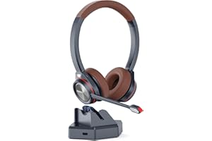 MAIRDI Cuffie Wireless con Microfono per PC Cellulare, Cuffie Bluetooth Senza Fili, 40 ore di Riproduzione On Ear Cuffie ufficio per lavoro Call Center Computer Microsoft Teams Zoom videoconferenza