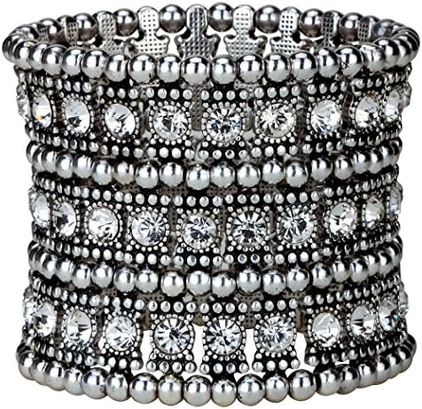 Loveangel Jewellery Women's Multilayer Crystal Stretch Bracelet 3 Row