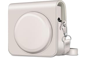 Fintie Etui na aparat fotograficzny Fujifilm Instax Square SQ1 / Instax Square SQ40 - Premium pokrowiec ochronny podróżny torba na aparat etui ze zdejmowanym paskiem, biały