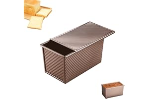 EVDZNA Moule a Pain de Mie, 450G Moule à Pain avec Porte Coulissante, Moule à Pain Antiadhésif, Moules de Cuisson, Boîte à Toast Plate, Convient pour la Cuisine, le Pain et les Pâtisseries, Or