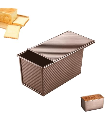 Moule à Pain De Mie Avec Couvercle Or Rose – Acier Carbone Anti-adhésif 21x11,5x11 Cm – Pain Parfait Et Toast Maison