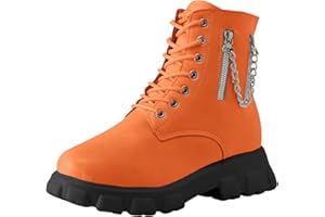 GENERIC Winterboots Damen Boots Stiefeletten Damen britischer Stil einfarbig Kette seitlicher Reißverschluss dick besohlte modische Kurze Stiefel