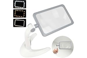 Foyucool Lupa con luz 48 Leds, 3 Modos de Atenuación, Lupa de Sobremesa y de Mano 2 en 1, Grande y Ligera, 2.5X Lupa Lectura, para Leer Impresiones Pequeñas y Baja Visión, Blanco