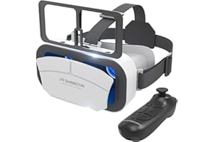 AUDALA Occhiali VR per cellulare, smartphone, occhiali 3D VR con telecomando Bluetooth compatibile iPhone & Android 4,7-7,2 pollici, occhiali 3D di realtà virtuale, adatti come regalo (bianco)