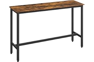 VASAGLE Tavolo da Bar Rettangolare Stretto, Tavolo da Cucina, Tavolo da Pranzo, Telaio in Metallo, 40 x 140 x 90 cm, Facile da Montare, Design Industriale, Marrone Vintage e Nero Inchiostro LBT140B01