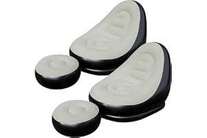 2-pack Uppblåsbara fåtöljer och fotpallar, grå och