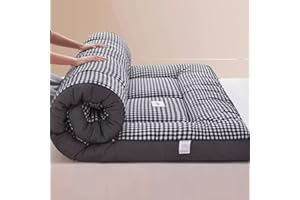 LBWARMB Japanese Floor Futon Mattress, Roll Up King Size Mattress Floor Bed Tatami Foldable Soft Pressure Reducing Breathable Double Futon Mattress Student Dormitory Home Mattress(Gray plaid,90cm*200cm)