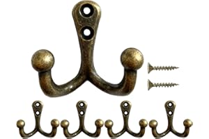 Mokife Perchero Pared Gancho Bronce, 5 Piezas Ganchos de Pared Rústicos Gancho de Toalla Resistente con Tornillos para Colgar Abrigos Ropa Toallas Bolsas Sombreros Gorras Llaves Bufandas Tazas