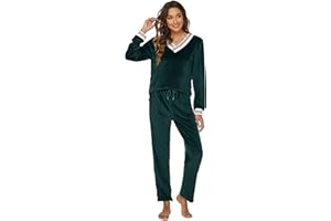 Ietaoo Velours Survêtements Femme Ensemble de Pyjama 2 Pièce Sportswear Jogging Hiver Col en V Sweatshirt et Pantalon Sweat Suit Tenue Sport Ensemble Vêtements de Nuit