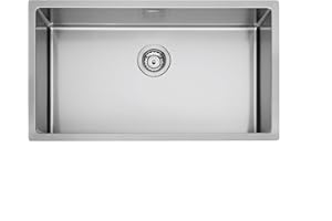EVHOC Lavello di Design per Cucina 1 Vasca LUMIUM Sopratop, Lavandino in Acciaio Inox Vasca Unica con Finitura Satinata, Piletta Inclusa, Made in Italy