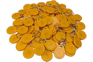 DIGINEX (pack of 100) HFeng 13.56MHz RFID Access Control Keyfobs Proximity MF 1k Keychains Smart IC Keycard for Door Home System nfc token tag (Yellow)