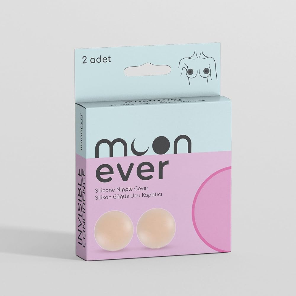 MoonEver by StopEver Silikon Göğüs Ucu Kapatıcı | Görünmez & Tekrar Kullanılabilir | Ten Rengi, Kendinden Yapışkanlı, Gün Boyu Rahatlık Sağlayan Nipple Cover