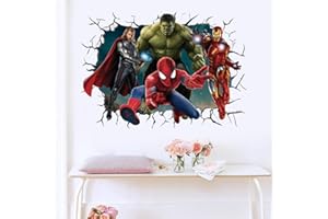 Meecaa Spiderman Anime Superman Avengers Wandaufkleber, 3D Breaking Wall Decals für Schlafzimmer Wohnzimmer Wandkunst Aufkleber Wanddekoration (Spiderman 1)