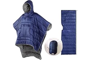 HI SUYI Sleeping Bag Cloak Winter Camping Poncho Wearable hooded Blanket Lazy Quilt Lounge Blanket Warm Jacket for Men Women