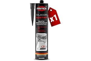 PRITEX – Sanitär Silikon Anthrazit 1x 300 ml zum Abdichten & Verfugen – Acetat für Bad, Dusche & WC – wasserdicht, langlebig & schimmelresistent – Fugendichtmasse mit sehr guter Haftung