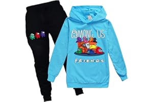 Baonmy Unisex Bambini Gioco Among Us Felpa con cappuccio con pantaloni 2 Pezzo Set Completo Imposter Fans Regalo Casual Pullover Pantaloni Tuta