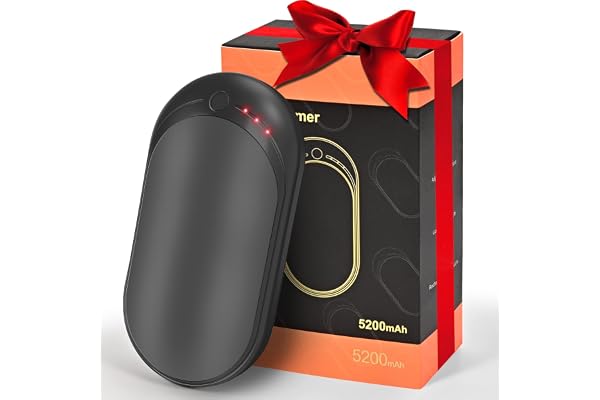 Chauffe Main Rechargeable, Chaufferette Main Electrique USB, 5200 mAh 2 in 1 Chauffe-Main Power Bank avec 3 Modes de Chauffage, Hand Warmer Portables Chauferrettes Main pour Homme et Femme