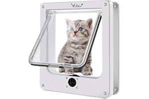 Ycozy Aggiornata Porta Gatti per Gatti Dimensioni Esterne 22 x 19cm Versione 4 Rotanti Bloccaggio Modo, Gattaiola Resistente alle Intemperie per Gattini e Cagnolini