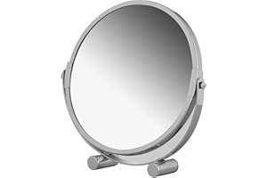 axentia Lusterko stojące powiększające – lusterko kosmetyczne z 3-krotnym powiększeniem – chromowane – lustro powiększające okrągłe ok. 17 cm Ø – lustro do golenia do łazienki – lustro łazienkowe z