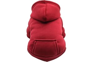 AMAONE Wasserdichte Hundemantel Winter Warme Jacke Hunde Welpen Pullover Junge Für Kleine Mit Tasche - Warmer Hund Medium Hoodie Herbst Kleidung Winter Fleece Haustierkleidung Hunde (1024THDEBKB-Red, M)