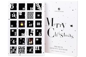 CHOCOLISSIMO Calendario dell'Avvento - Regali di cioccolato fatti a mano - Cioccolato di Natale - Idee regalo di Natale per uomini, donne, adulti, bambini, nonne e nonni - Noir Midi, 24 pezzi