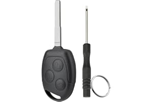 GZXNKEY Autoschlüssel Ersatz Fernbedienung Schlüssel Gehäuse 3 Tasten für Ford Autoschlüssel Funkschlüssel Mondeo Fusion Focus Fiesta C-Max mit Klinge und Schraubendreher und Schlüsselring(HU101 Klingen