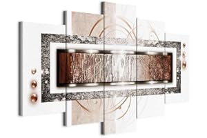 B&D XXL - Tableau décoratif abstrait 200x100 cm - Impression sur toile colorée - Décoration murale - Abstraction marron figures géométriques ornements modernes géométriques a-A-0003-b-p