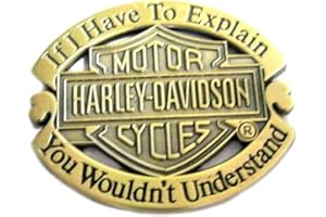 MAINLY METAL Broche en métal émaillé finition laiton antique avec symbole "Harley Davidson"