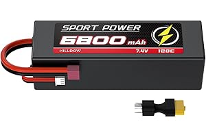Hilldow M37 RC Batería 2S LiPo 6800mAh 7.4V Deans T Conector con XT60 Adaptador, Hardcase Batería Lipo Batería Recargable para RC Coches Camión Buggy
