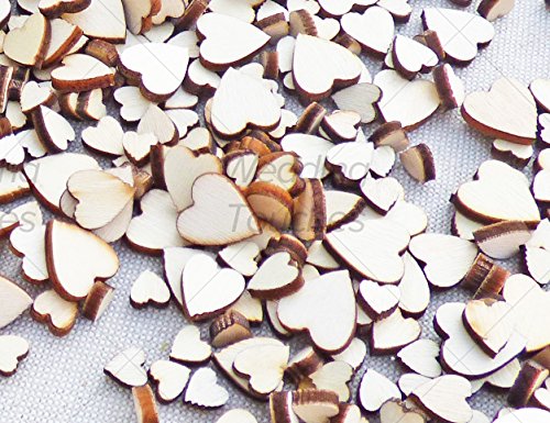 Herzen „Love“ aus Holz, Shabby Chic-Stil, Retro Konfetti Herzen, verschiedene Größen, holz, beige, 5mm, 7mm, 9mm, 11mm - 3