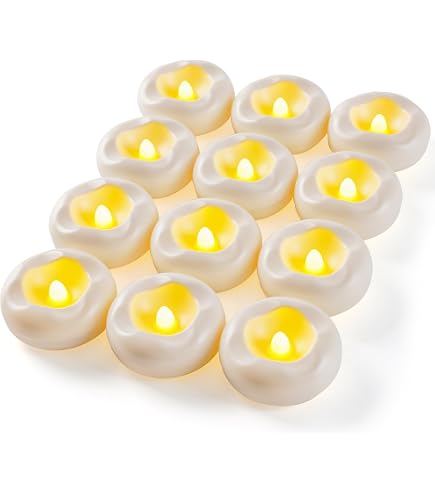 Bougies Flottantes LED Blanches - Lot De 12 - Taille 5.8x2.5 Cm - Allumage Automatique à L'eau - Pile CR2032 - Pour Piscine, Mariage, Décoration - 5