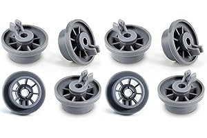 Covienapp Dishwasher Basket Wheel Lower Basket Wheel Pack of 8 Replacement for Bo-sch Ken-more Sie-mem Ne-ff Universal Dishwasher Cutlery Basket 165314