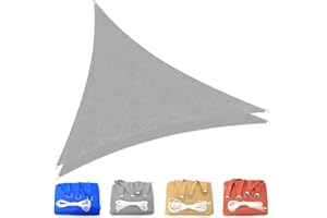 CANYUE Voile d'ombrage Triangulaire 2x2x2m Gris Respirante en HDPE Toile d'ombrage Protection Solaire Anti 95% UV Contre Le Vent, pour Jardin terrasse Camping