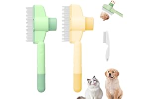 LONNALEE 2PCS Pet Combs for Cats, Flea Comb for Dogs,Durable Self-Cleaning Cat Comb for Grooming with Release Button, Comfort and Safety