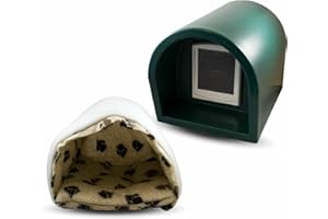 The Original Mr Snugs KatDen® Outdoor Cat Kennel/Shelter - Dark Green - Kennel, Mattress, Liner & Door (Installed)