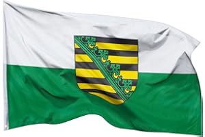 PHENO FLAGS Sachsen Flagge 90x150cm - wetterbeständige Fahne mit Messingösen, 100% Polyester, robuste Doppelnaht & in lebendigen Farben - ideal für Flaggen-Liebhaber