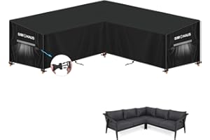 SIMPHAUS V Shaped Garden Furniture Covers Waterproof L Shape Garden Sofa Cover Outdoor Rattan Coner Sofa Cover Rattan Garden Furniture Sofa Cover Anti-UV Patio Outdoor Lounge Cover 255x255x90x80/60cm