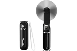 VigorLife Mini Ventilateur Portatif 3-en-1 USB - Ventilateur de Refroidissement Personnel avec Power Bank, Lampe Torche LED - Pliable de Poche pour Voyage, Urgence Extérieure (Noir)