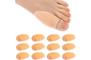 Dimeho Lot de 12 coussinets protecteurs d'oignon avec séparateurs transparents pour soulager les callosités du gros orteil (couleur peau)