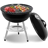 SunJas Barbecue a carbonella barbecue portatile smontabile per barbecue all'aperto da giardino, campeggio e picnic (per 3-5 p