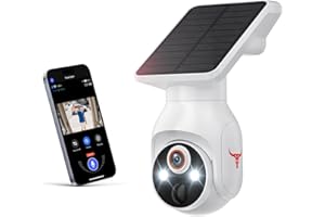 Kement 1080P Wireless Security Camera with Solar Panel, AI Human Detection, 2-Way Audio, Color Night Vision, Outdoor/Indoor Surveillance, 2.4G WiFi, Cloud Storage (White)