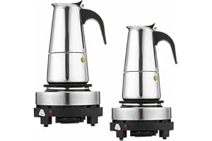 SanBouSi Cafetière à expresso électrique en acier inoxydable avec cuisinière électrique 200 à 300 ml (6 tasses, 300 ml)