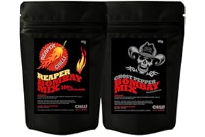 CHILLI WIZARDS Carolina Reaper + Ghost Pepper Insane Bombay Mix. Chilli Twin Pack Snack 80g