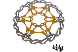 Newgoal Disco Freno a Disco per Bicicletta, 160mm Disco Freno per Bicicletta Mountain Bike Disco Freno flottante Blocco Centrale Accessori per Biciclette(Dorato)